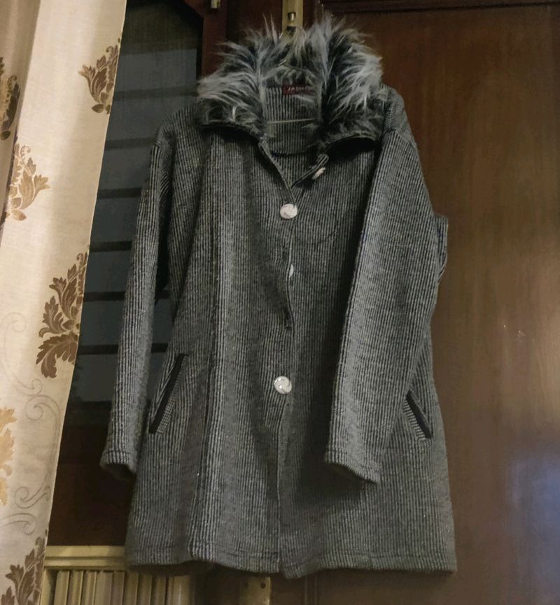 Grey Long Coat Style Sweater