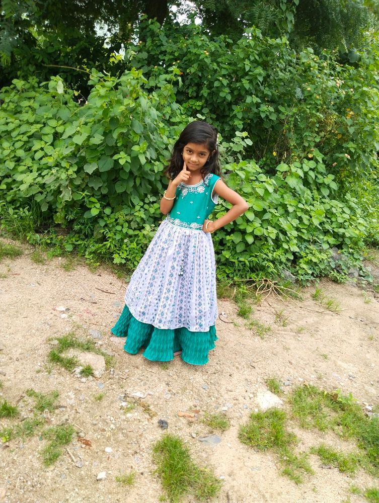 Baby Girl Long Frock Seagreen And Yash