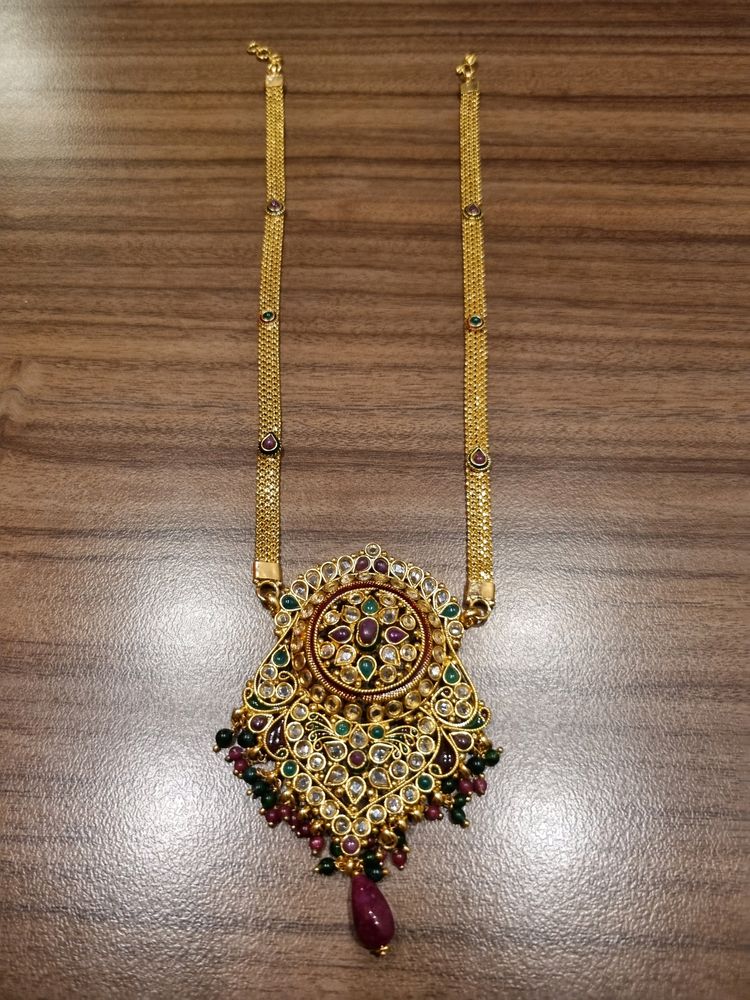 GOLD PLATED LONG RANI HAAR NECKLACE