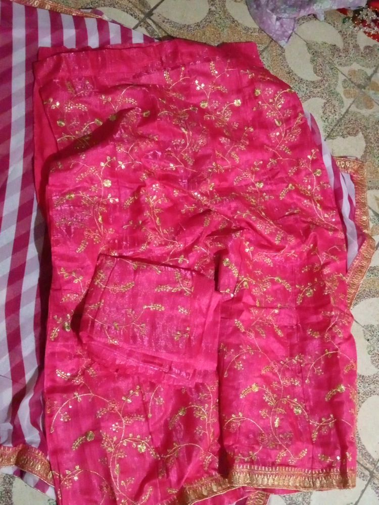 Pink Lehanga With Lehriya Dupatta