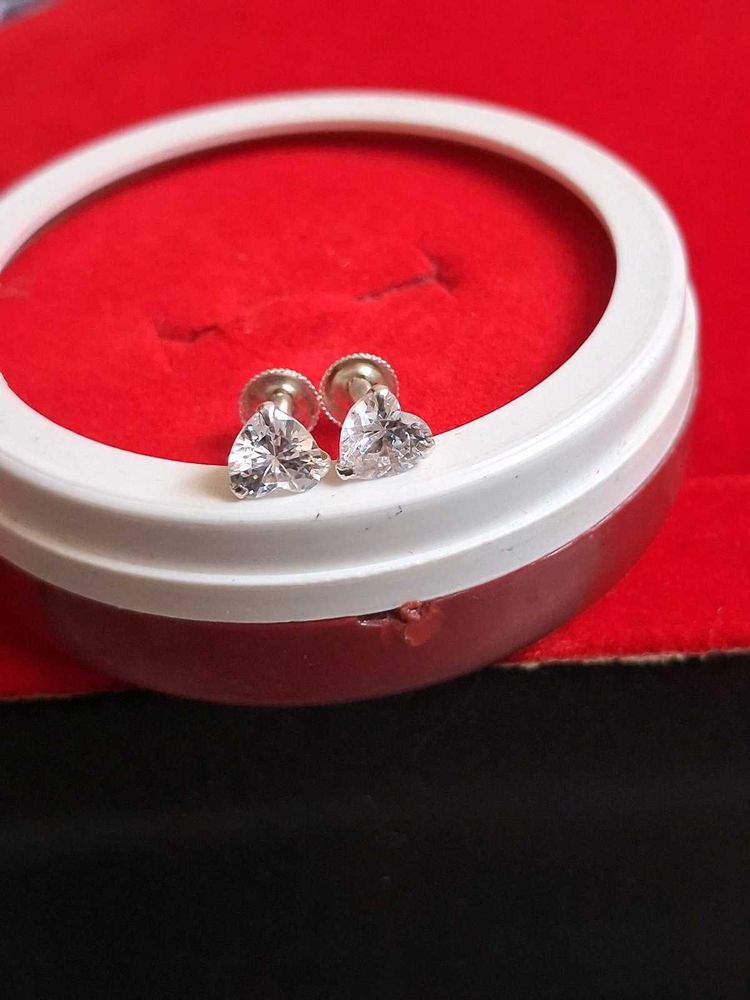 Beautiful Heart Shape Studs Silver