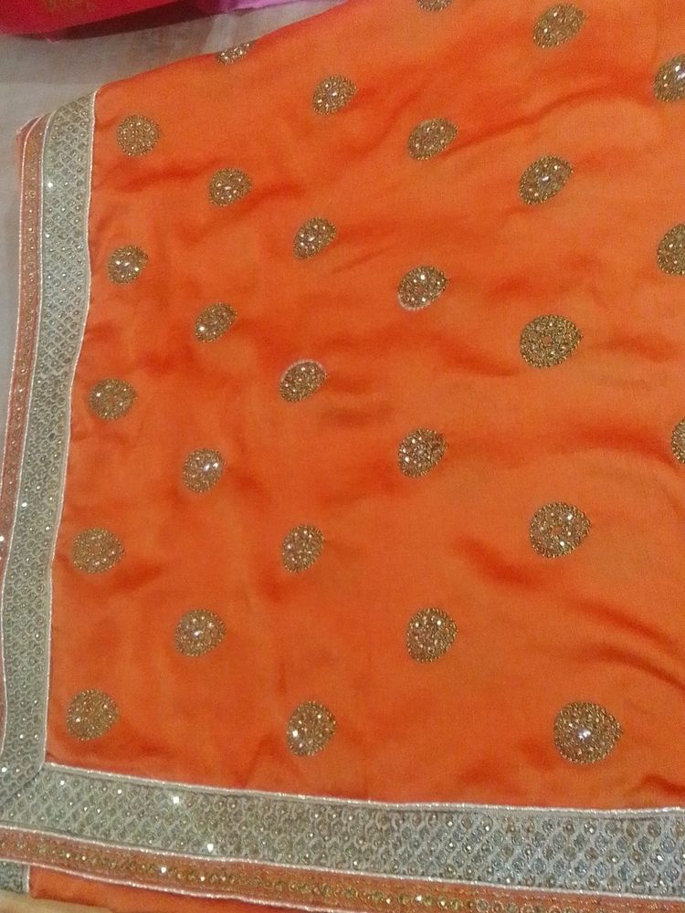 Orange Nd Yellowish Colour Combination Saree