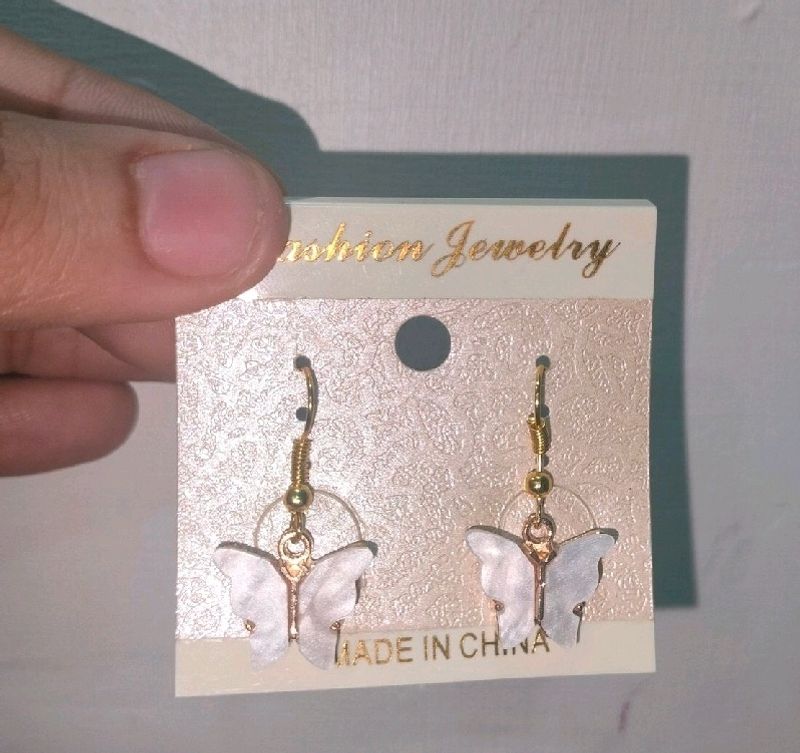 White Butterfly Earrings