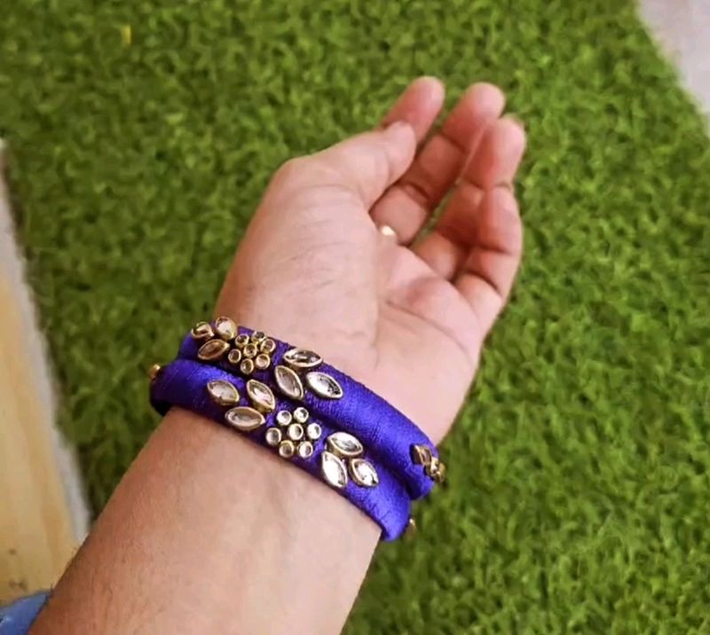 Kundan Silk Thread Bangle