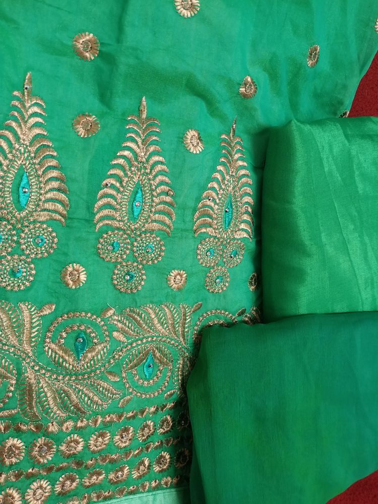 Fancy Green Unstitched Suit Material For Women