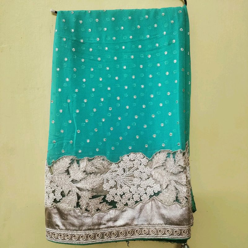 Silver Border Heavy Saree