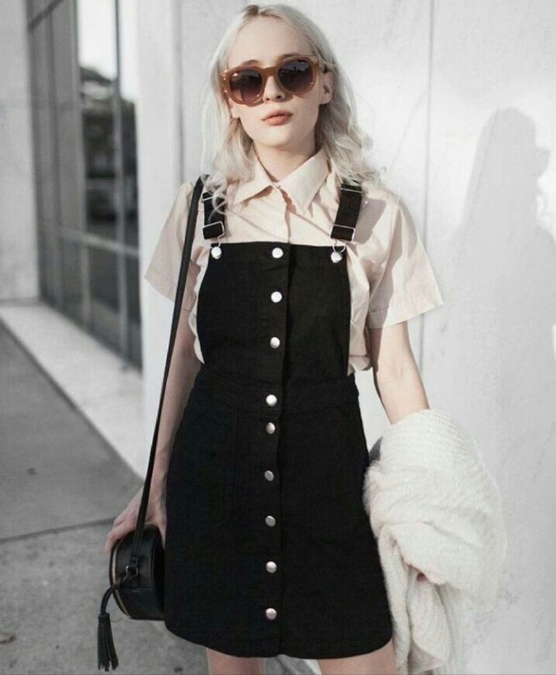 H&M Dungaree Dress Pinafore Black