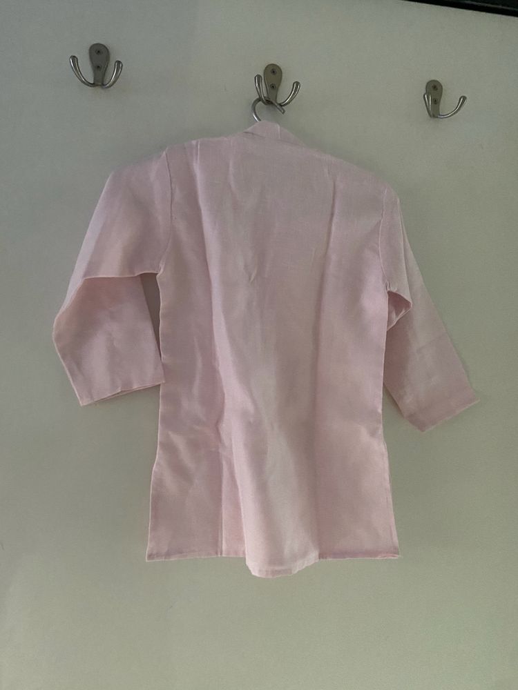 Cotton Baby Pink Colour Kurta For 18-24 Months Boy