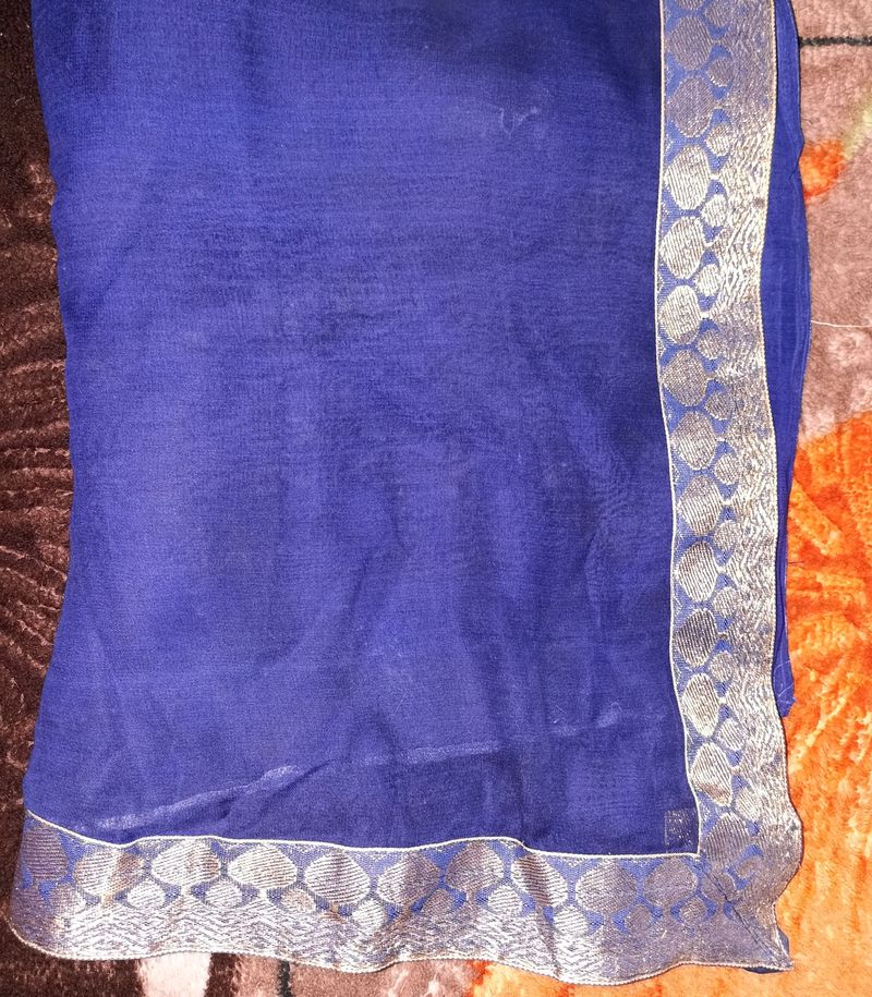 Navy Blue Printed Saree