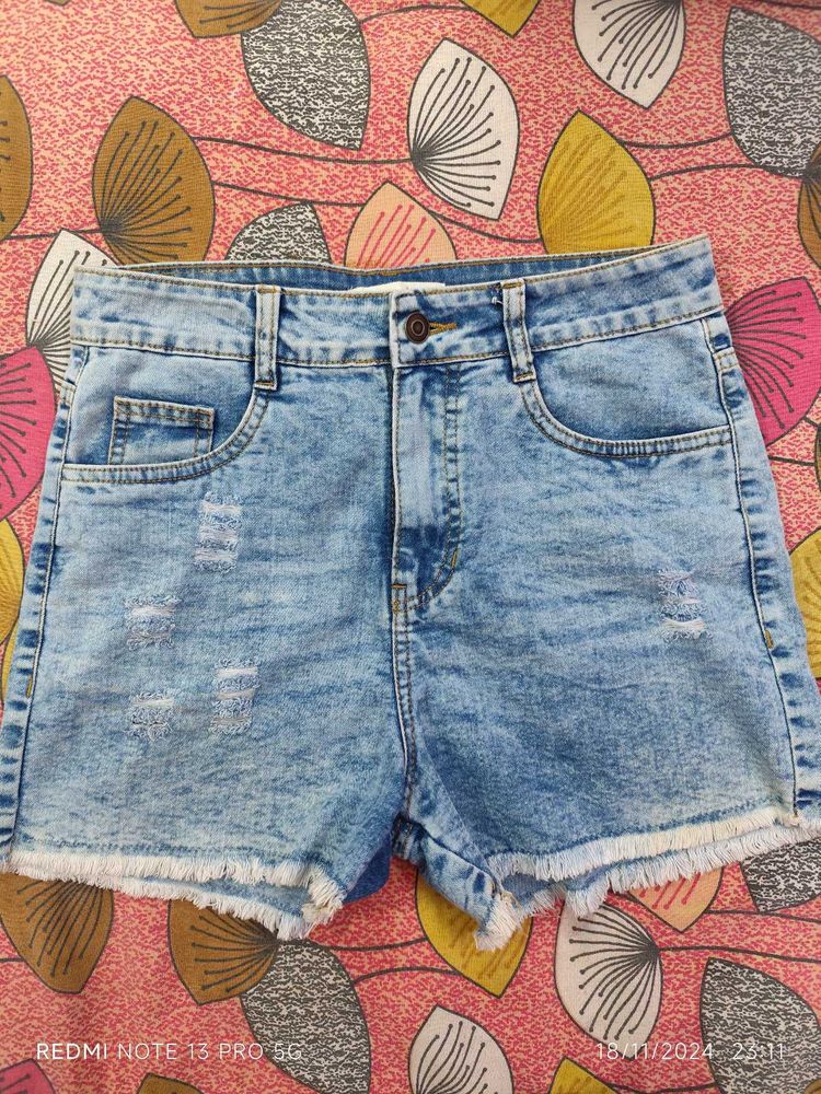 Miss Chase High Rise Denim Blue Shorts