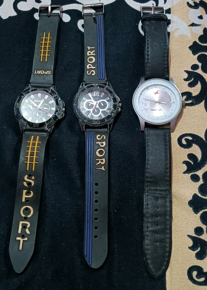 Pack Of 3 Wrist Watches( 2 Sports And 1 Fasttrack)