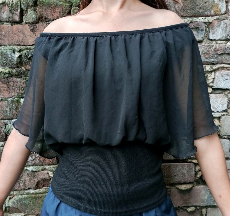 Black Butterfly Style Top