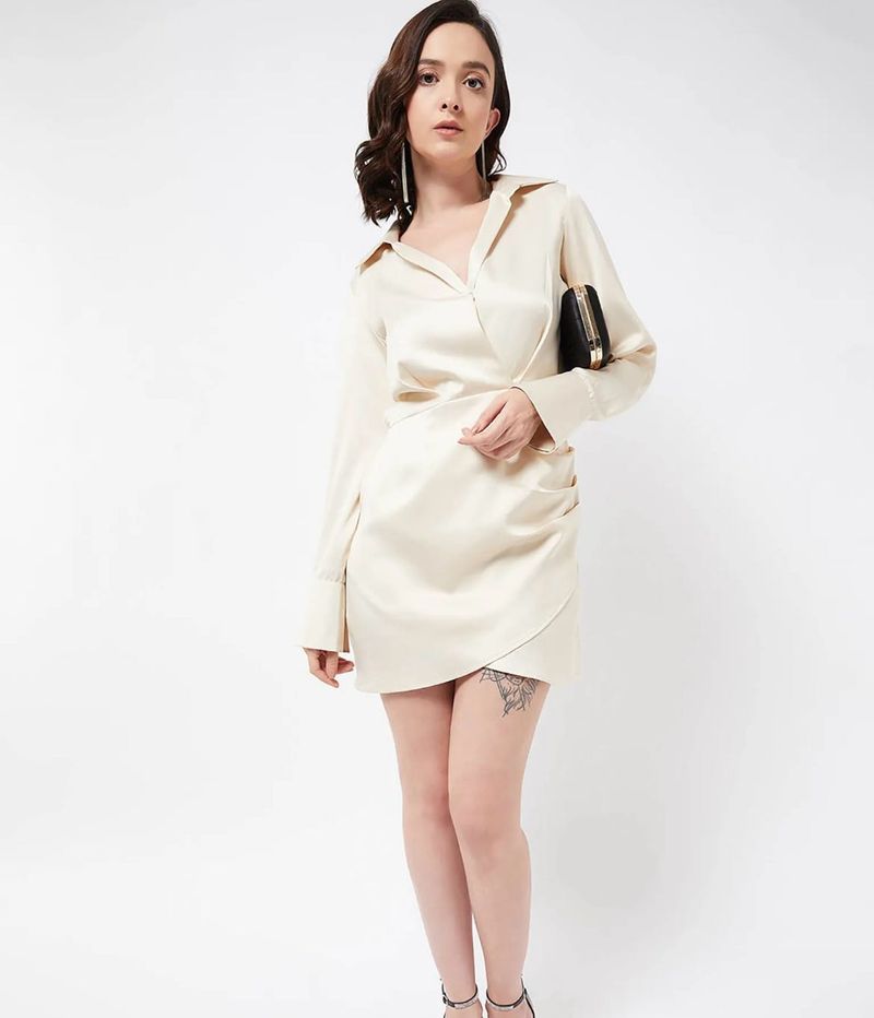 Satin Shirt Dress