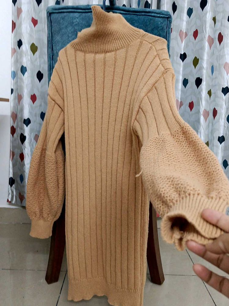 Ribbed High-Neck Sweater Dress