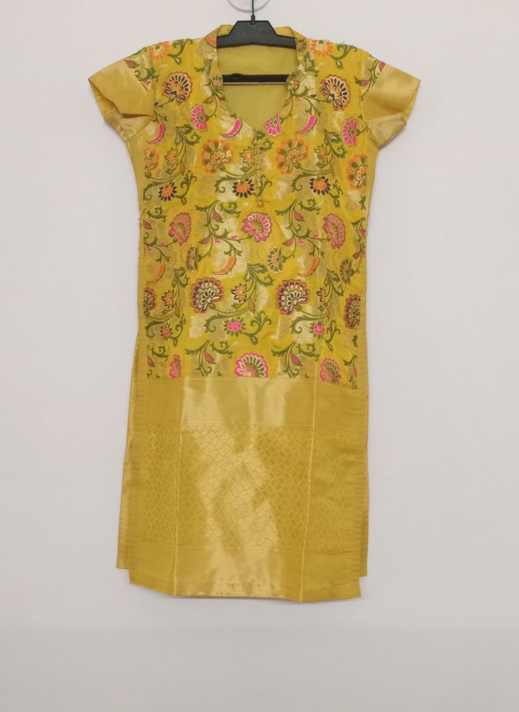 Bright Floral Silk Kurti