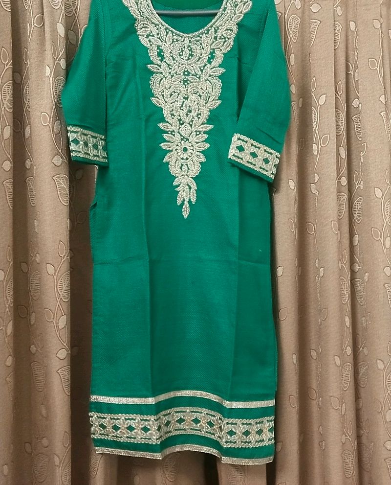 Boutique Kurta, Georgette Green Lehariya long  Kur