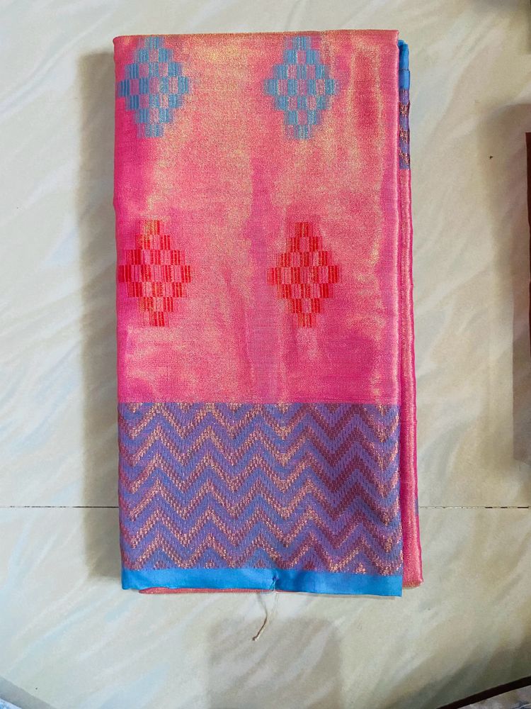 Rich Look Peach Blue Saree