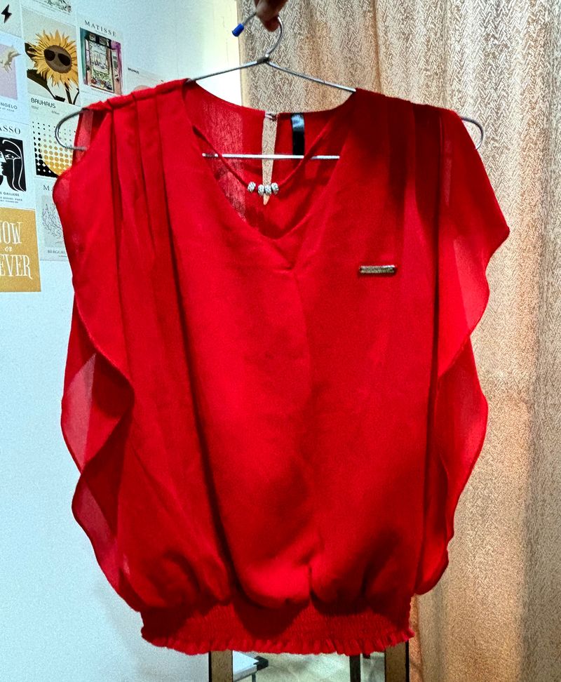 Red Casual/party Wear Ballon Top