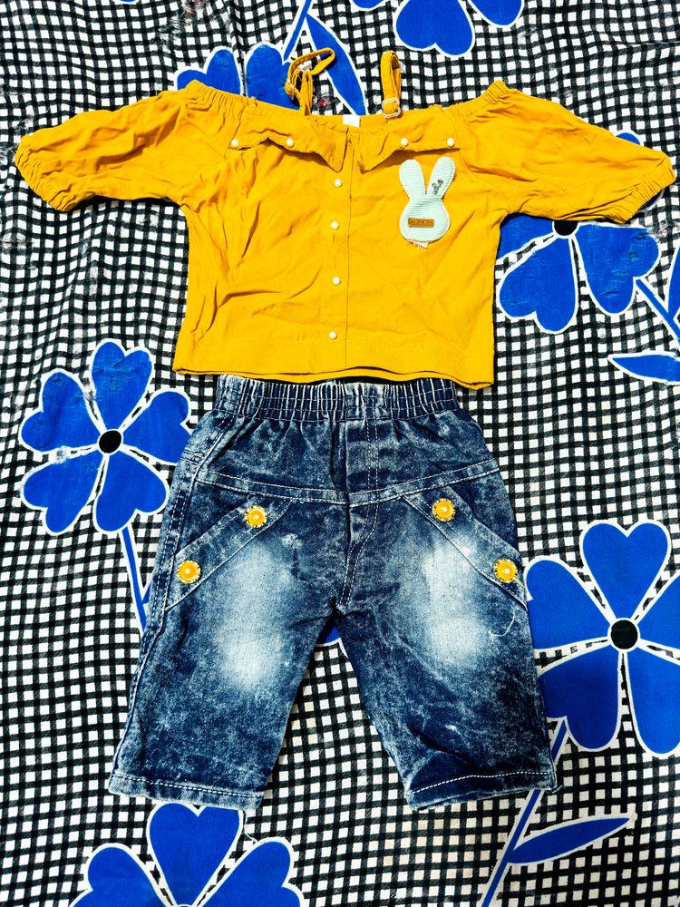 Denim Capri Set For Baby Girl