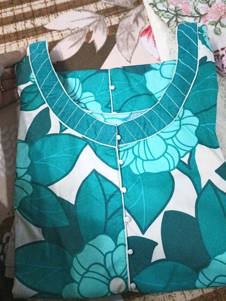 Blue Printed Flower Kurti