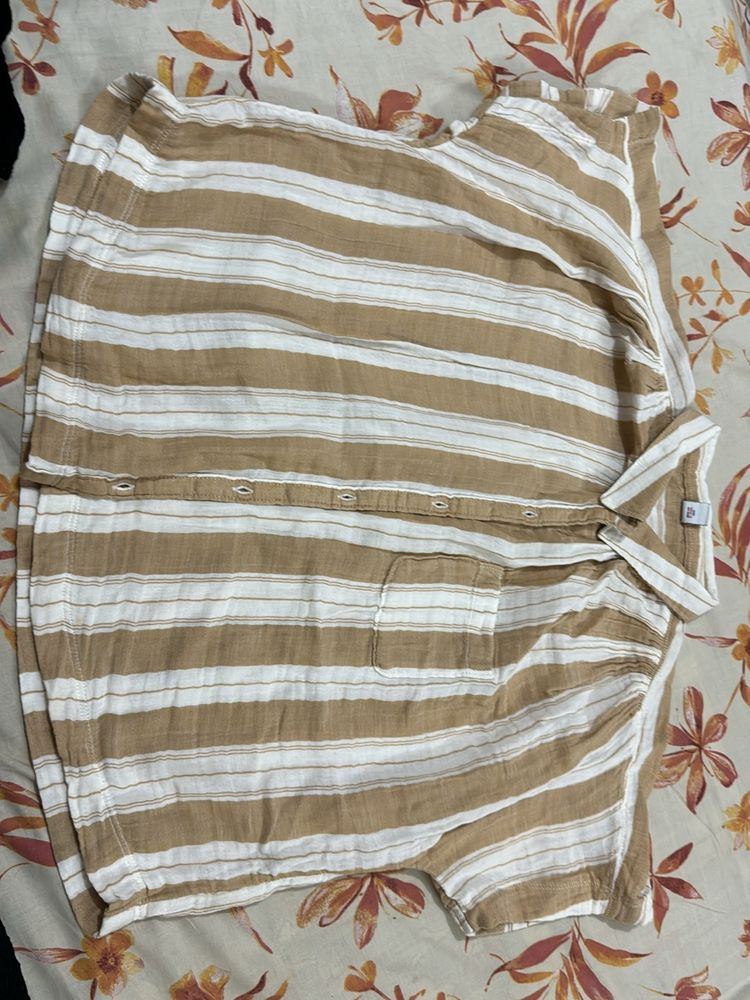 Tan & White Strip Shirt