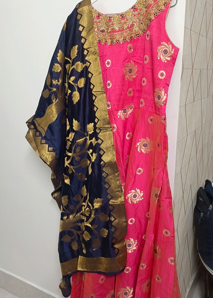 Anarkali Kurti With Banarsi Dupatta