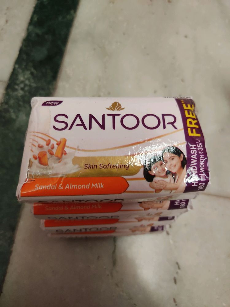 Santoor Soaps With Hand Wash Free