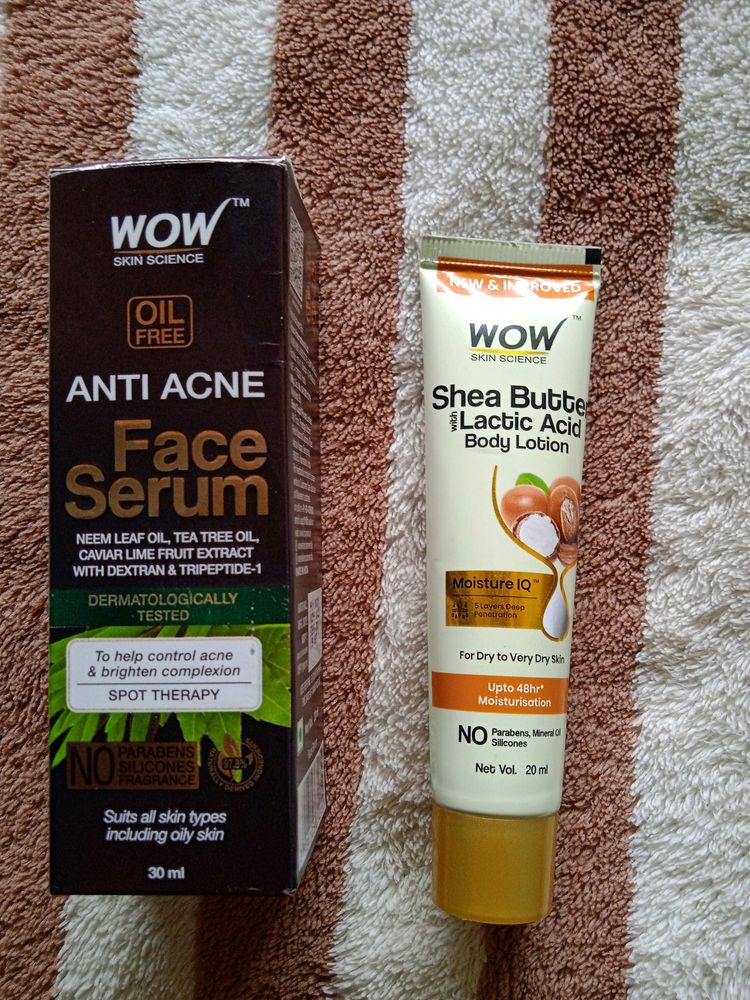 Wow Anti-acne Face Serum And FreeShea Butter Lotio