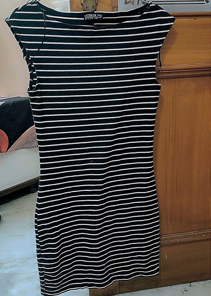 Black White Strip Bodycon Dress