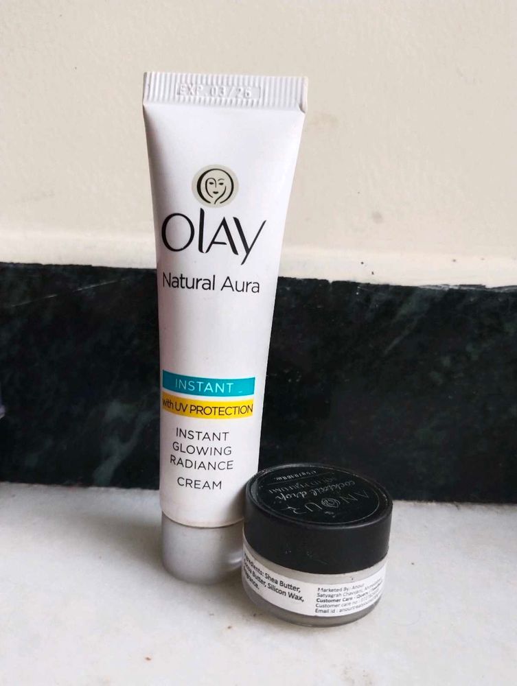 Mini Solid Perfume And Half Used Olay Cream