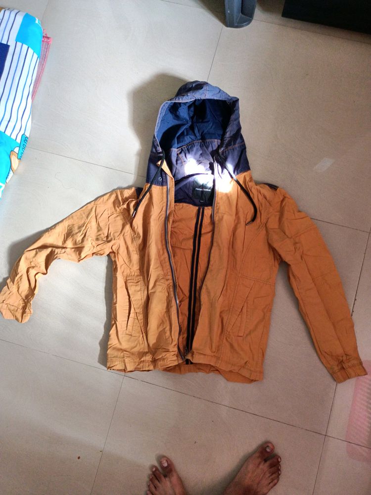 MUSTARD colour Denim Jacket With Hood