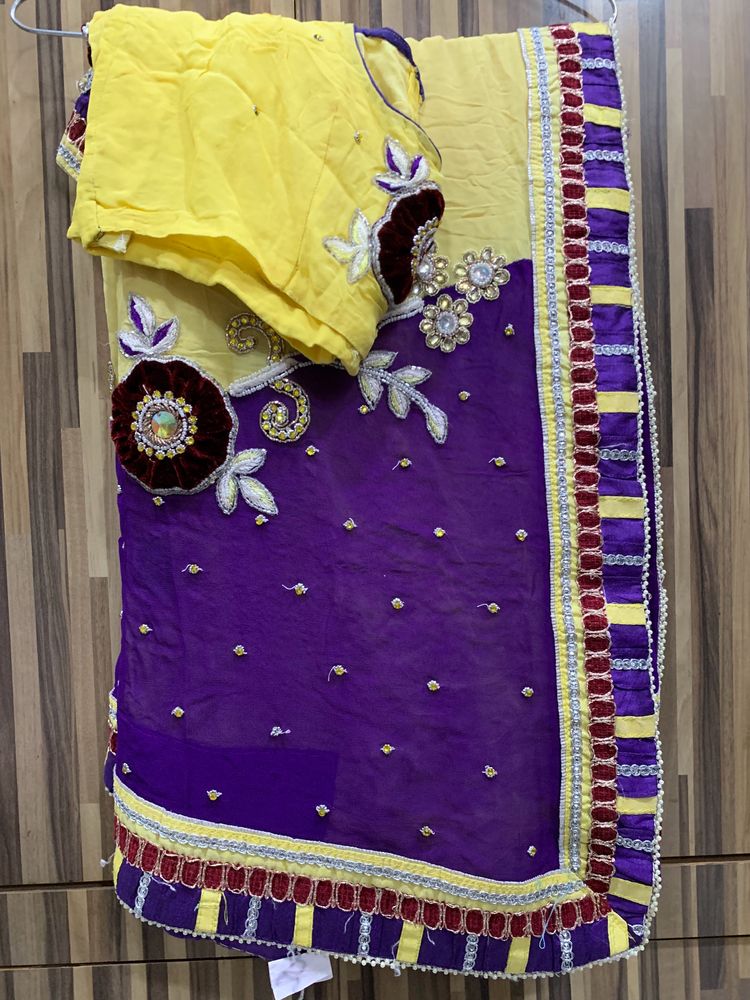 Yellow/Purple Exclusive Wedding Saree