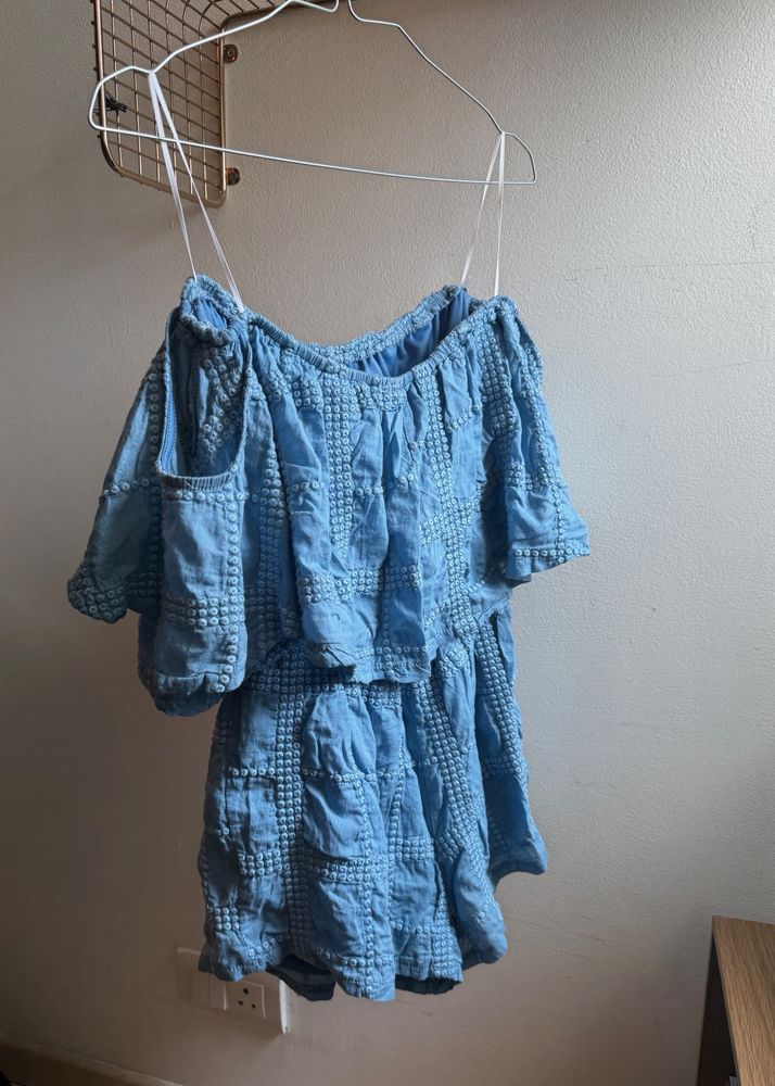 Blue Texture Romper