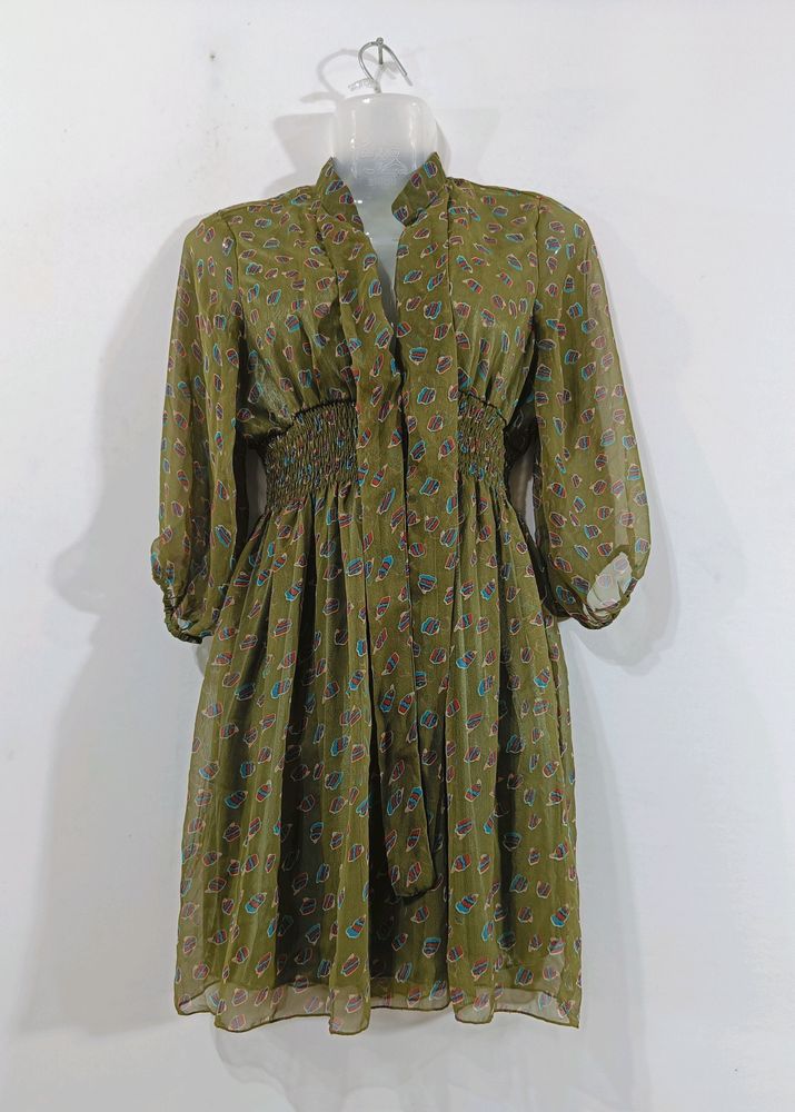 Olive Printed Dress (Women)