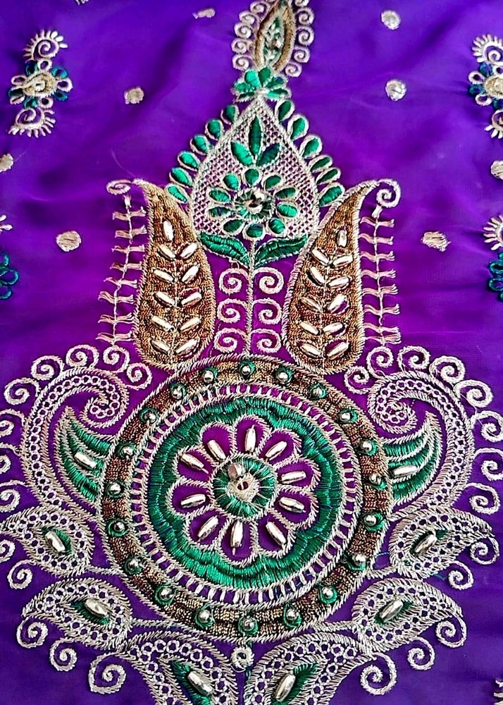 Purple💜 Heavy Embroidery Party wear Saree