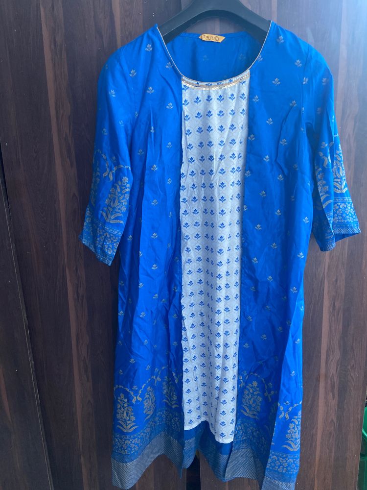 Blue And Golden Print Kurta