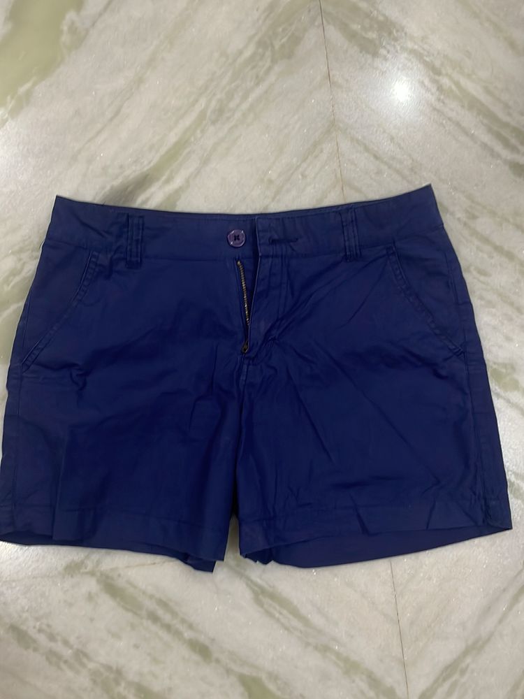 Pantaloons Blue Cotton Shorts