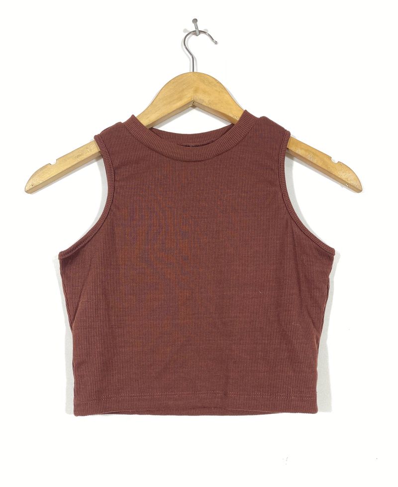 Women Dark Brown Crop Top