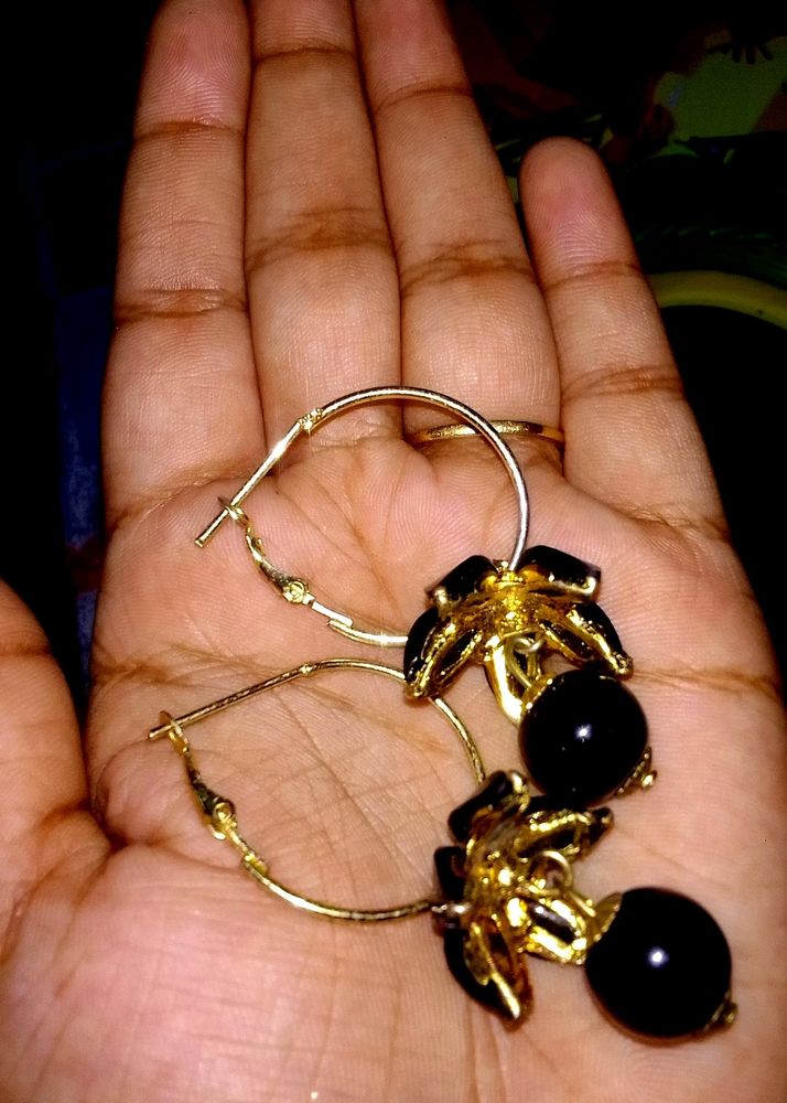 Beautiful Black Golden Earrings