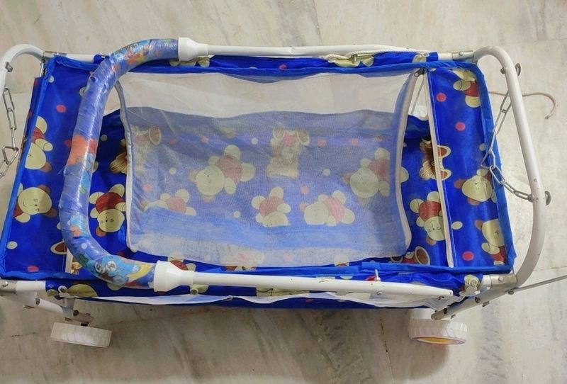 Blue Cradle Jhula For Baby New Born To 8 Month