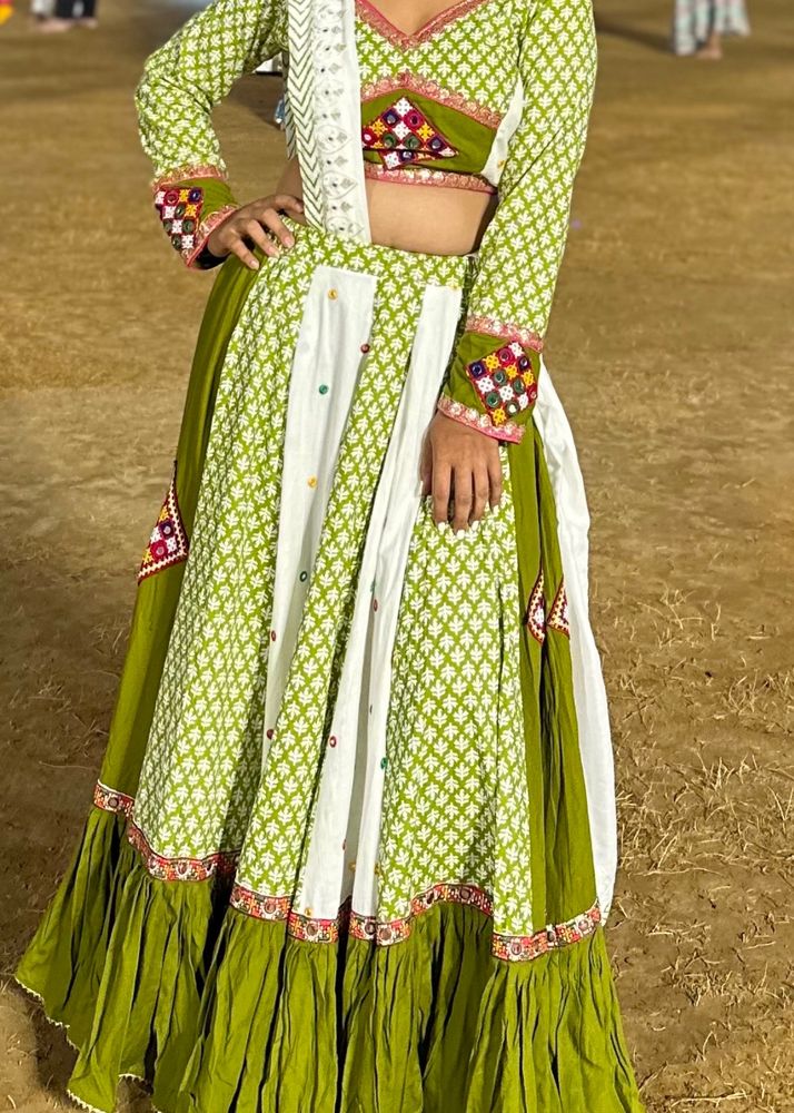 Green and White Chaniya Choli