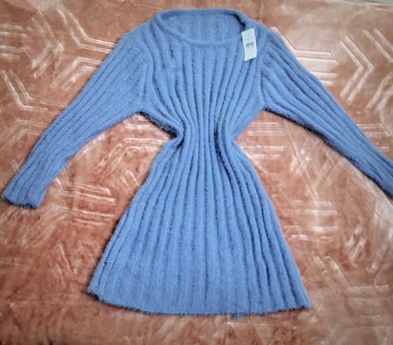 Soft Blue Sweater Dress