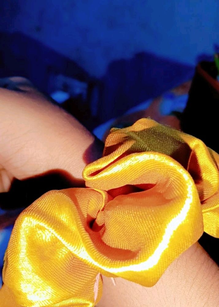 Yellow Satin Scrunchy