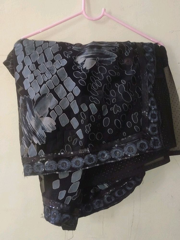 Beautiful Georget Black Saree