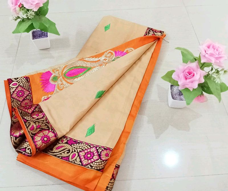 Double Colour Designer Sowcarpet Saree For Womens