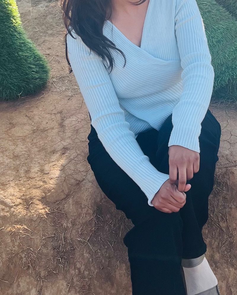 Sky blue top and sweater