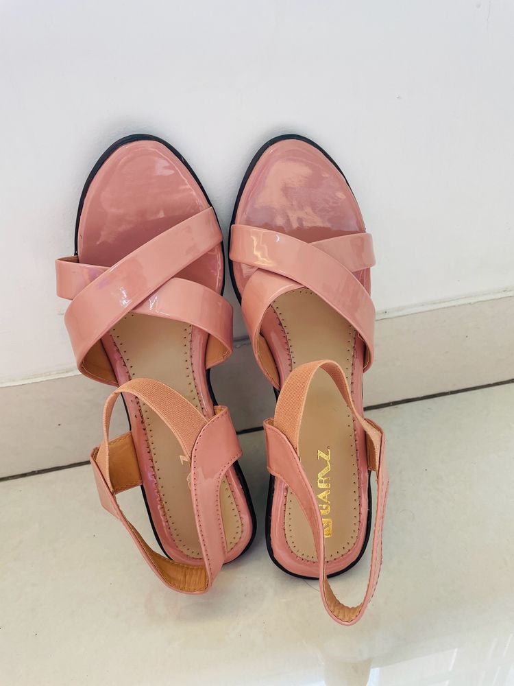 Brand New Peach Color Peep Toes Footwear