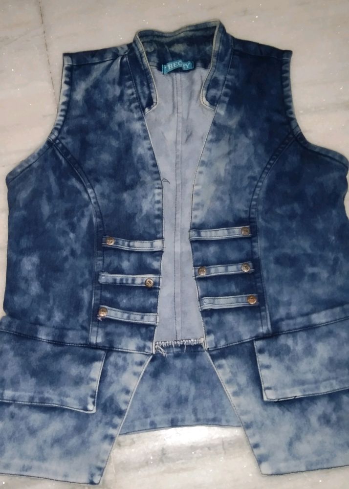 Denim Half Jacket For Ethnic Wear Women