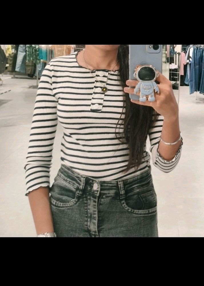 Black And White Striped Top