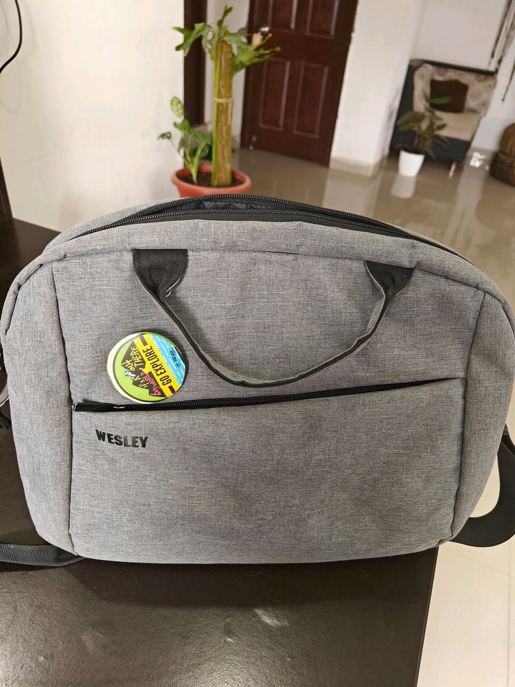 Grey Laptop Bag With Multiple Compartment